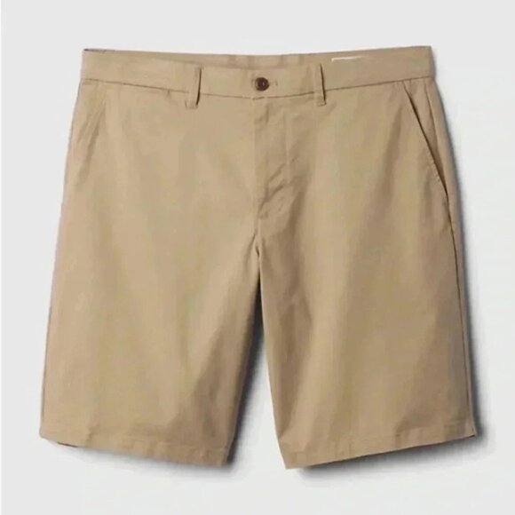 GAP Men’s Shorts 12” Stretch Casual Flat Front Chino Shorts Iconic Khaki Tan 31 - Picture 1 of 14